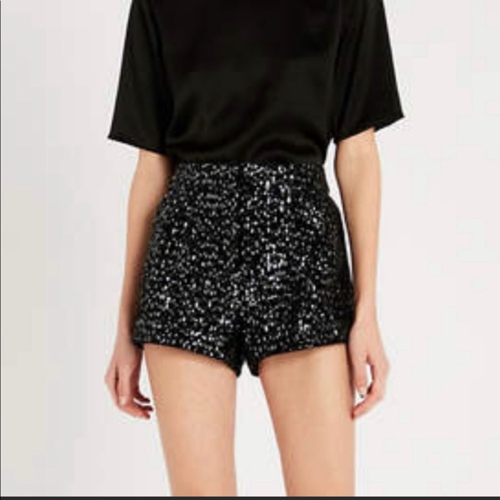 MAJE BLACK SEQUIN MINI SHORTS NWT